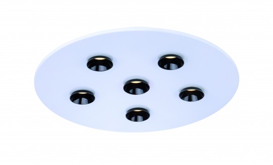 Fischer & Honsel LED Deckenleuchte 6-fach 6x4W warmweiss dimmbar schwarz glänzend 20685