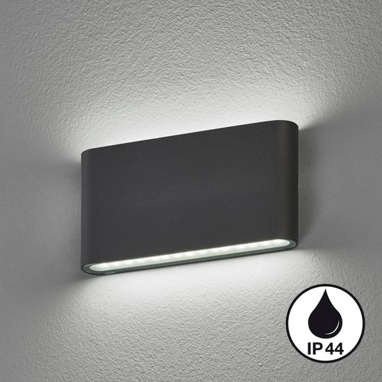 Fischer & Honsel Scone LED Wandleuchte 2-fach 10,4W warmweiss Glas satiniert sandschwarz IP44 30557