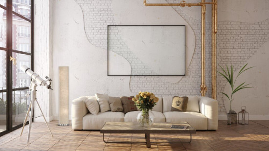 Fischer & Honsel Thor Stehlampe 110cm 3-fach E14 Stoffschirm Leinen Sandfarbe 40028