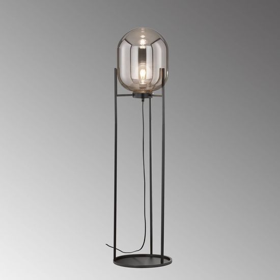 Fischer & Honsel Regi Stehleuchte E27 Glas rauchfarben schwarz 40424