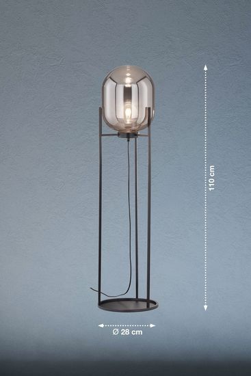 Fischer & Honsel Regi Stehleuchte E27 Glas rauchfarben schwarz 40424