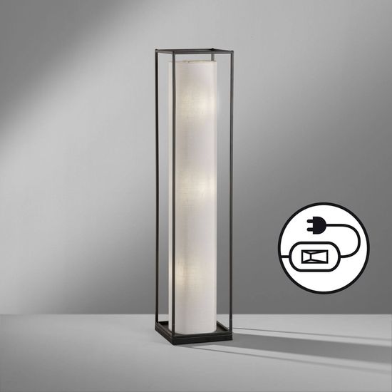 Fischer & Honsel Thor Stehleuchte 3-fach E14 Stoffschirm weiß Leinen sandschwarz 40456