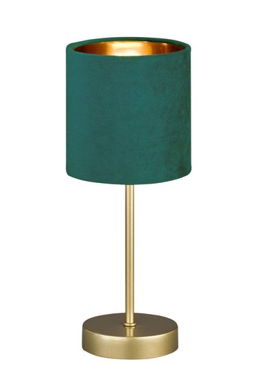 Fischer & Honsel Aura Tischleuchte E14 Stoffschirm petrol Samt, goldfarben gold 50495