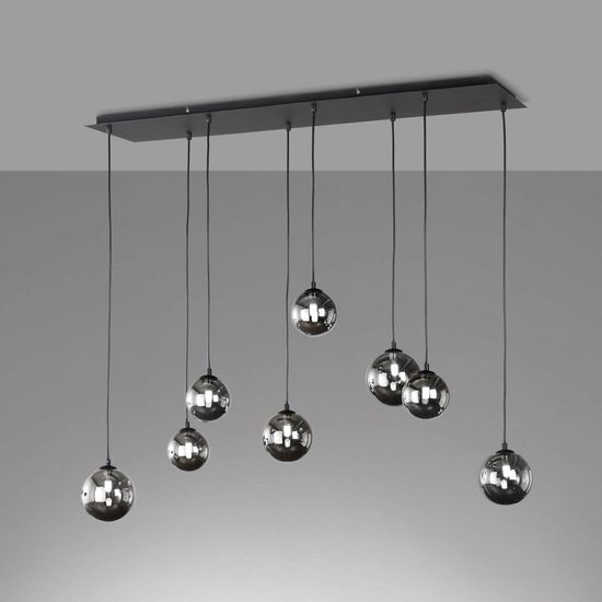 Fischer & Honsel Bala LED Pendelleuchte 8-fach G9 warmweiss Glas rauchfarben sandschwarz 60983