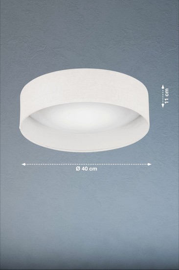FHL Linus LED Deckenlampe Leinen 40cm 20W dimmbar weiß 821300