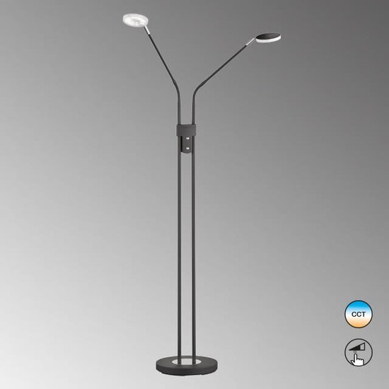 FHL Luna LED Stehlampe 150cm 2-fach 2x 6W Tunable white steuerbar dimmbar schwarz 840038