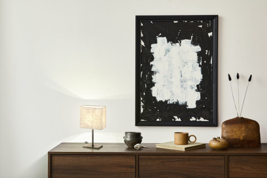 FHL Kate Tischlampe Leinenschirm rechteckig E14 schwarz-grau 850228