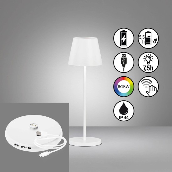 FHL Cosenza 2.0 LED Akku-Outdoorleuchte USB 2,2W RGBW steuerbar dimmbar sandweiß IP44 850337