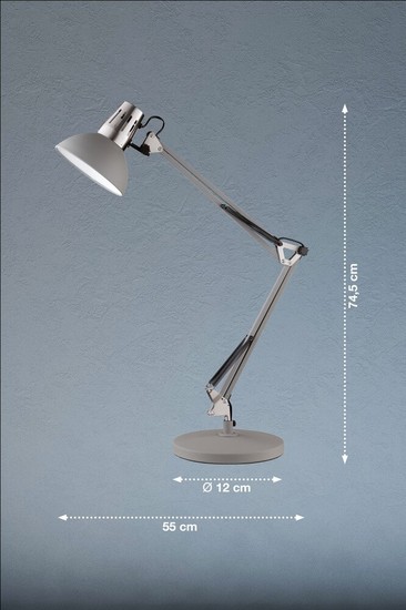 Fischer & Honsel Pit Tischleuchte, Klemmleuchte E27 grau 98271
