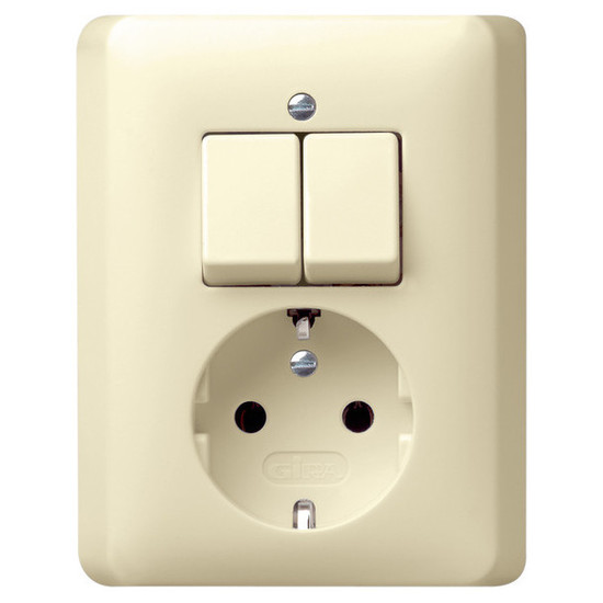 Gira 017501 Kombi Serien/SCHUKO Vollplatte Standard 55 Cremeweiß