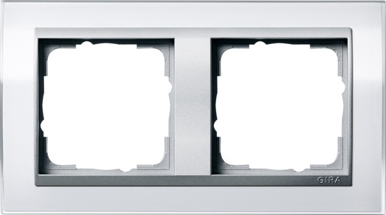 Gira 0212726 Abdeckrahmen 2-fach Zwischenrahmen F Alu Gira Event Klar Weiß