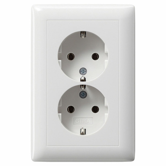 Gira 078203 2-fach-SCHUKO Vollplatte für Gerätedose 1,5-fach Standard 55 Reinweiß
