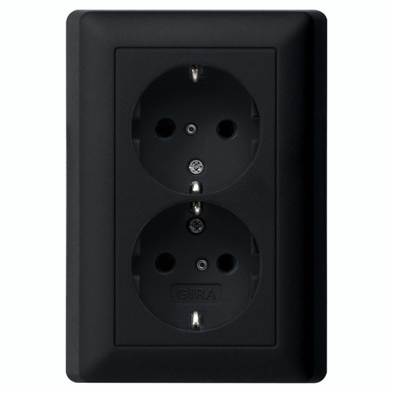 Gira 0783005 2-fach-SCHUKO-Steckdose SP + Vollplatte System 55 Schwarz m