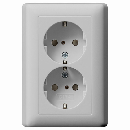 Gira 0783015 2-fach-SCHUKO-Steckdose SP + Vollplatte System 55 Grau m