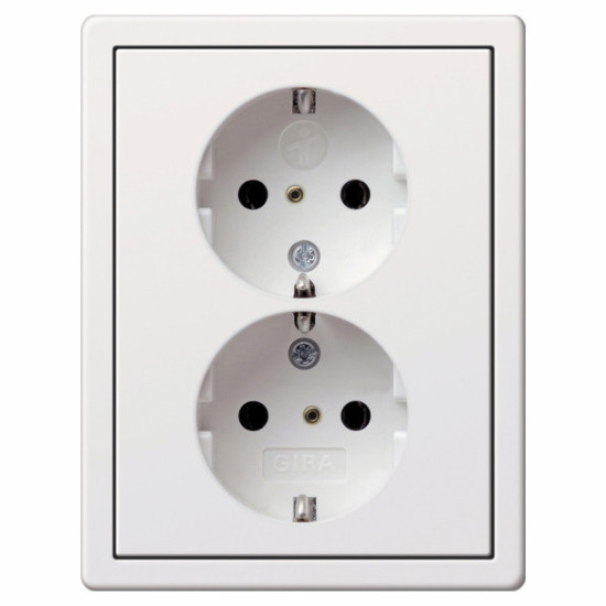 Gira 0783112 2-fach-SCHUKO-Steckdose SP + Rahmen Flächenschalter Reinweiß