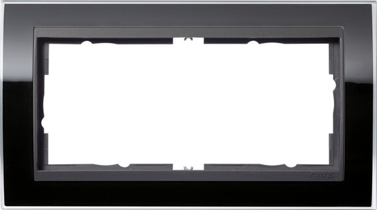 Gira 1002738 Abdeckrahmen 2-fach ohne Mittelsteg Zwischenrahmen AN Gira Event Klar Schwarz