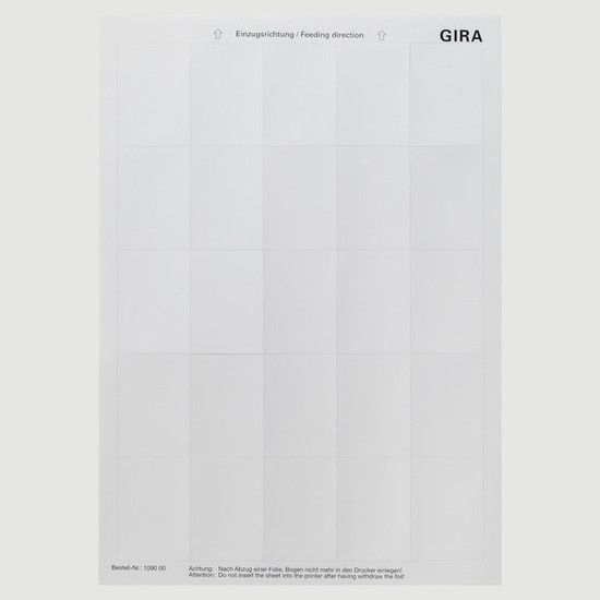 Gira 109000 Beschriftungsbögen 38 x 54 mm Zubehör