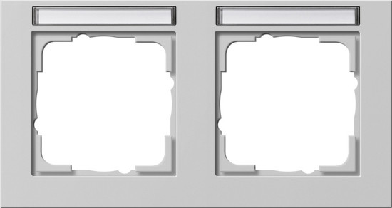 Gira 109237 Abdeckrahmen 2-fach waagerecht Beschriftungsfeld Gira E2 Grau m
