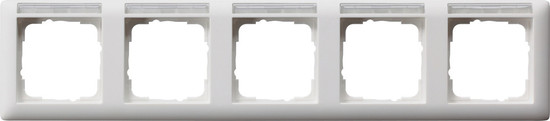 Gira 109527 Abdeckrahmen 5-fach waagerecht Beschriftungsfeld Standard 55 Reinweiß m