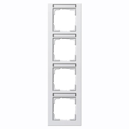 Gira 111422 Abdeckrahmen 4-fach senkrecht Beschriftungsfeld Gira E2 Reinweiß m