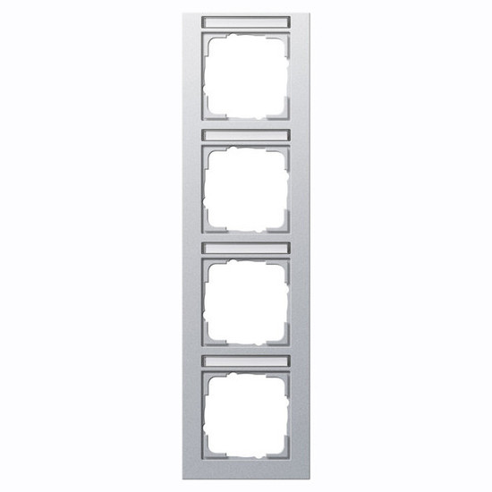 Gira 111425 Abdeckrahmen 4-fach senkrecht Beschriftungsfeld Gira E2 F Alu