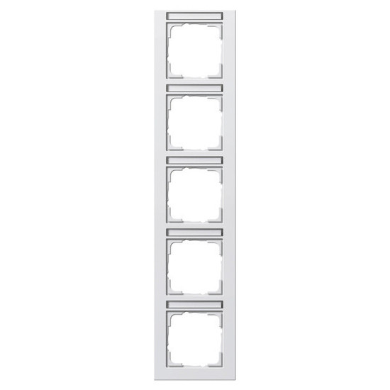 Gira 111522 Abdeckrahmen 5-fach senkrecht Beschriftungsfeld Gira E2 Reinweiß m