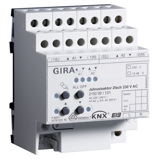 Gira 215200 Jalousieaktor 2-fach AC 230 V Hand KNX REG