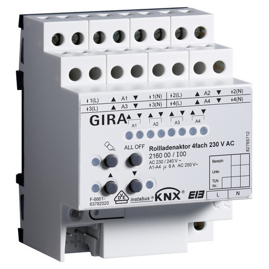 Gira 216000 Rollladenaktor 4-fach AC 230 V Hand KNX REG