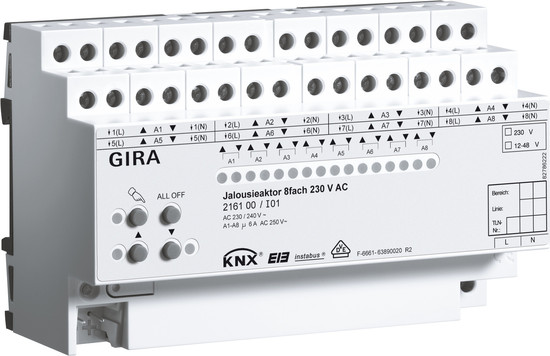 Gira 216100 Jalousieaktor 8-fach AC 230 V Hand KNX REG