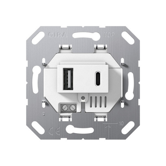 Gira 234900 USB-Spannungsversorgung 2-fach Typ A/C Einsatz Weiß