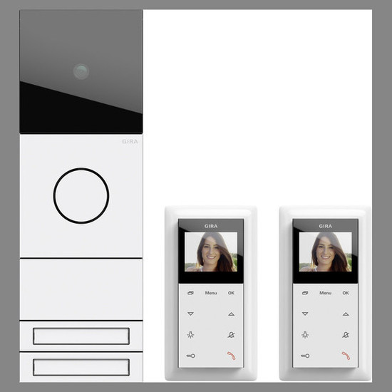Gira 2417902 Zweifamilienhaus-Paket Video System 106 Verkehrsweiß(lack.)