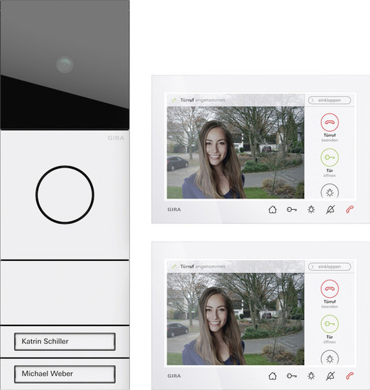 Gira 2432902 Zweifamilienhaus-Paket Wohnungsstation Video AP 7 System 106 Verkehrsweiß(lack.)