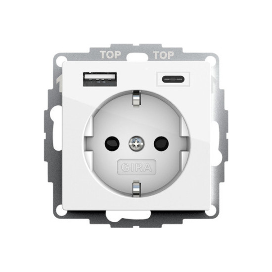 Gira 245903 SCHUKO SP USB-Spannungsversorgung 2-fach Typ A/C System 55 Reinweiß