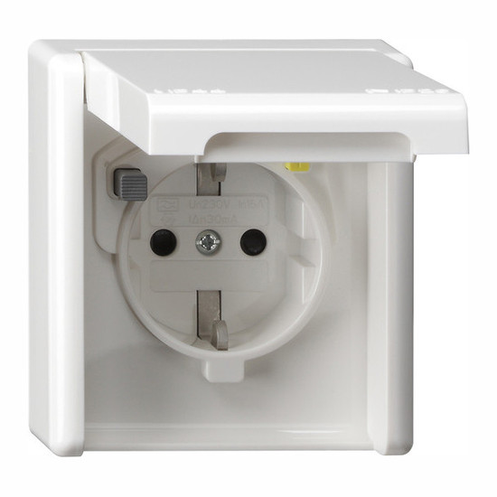 Gira 267739 FI-SchutzSteckdose 30 mA SP + Vollplatte WG UP Reinweiß