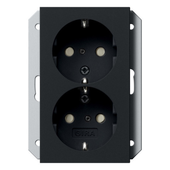 Gira 2731005 2-fach-SCHUKO-Steckdose SP für UP-Dose 1-fach System 55 Schwarz m