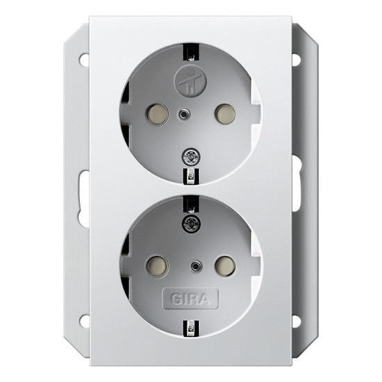 Gira 273127 2-fach-SCHUKO-Steckdose SP für UP-Dose 1-fach System 55 Reinweiß m