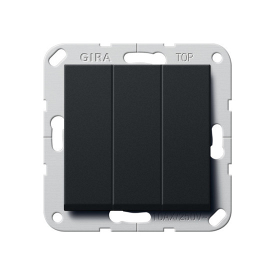 Gira 2830005 Wippschalter BS 3-fach Aus System 55 Schwarz m