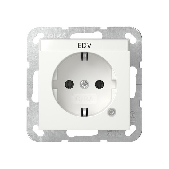 Gira 445203 SCHUKO-Steckdose Kontroll + Beschriftungsfeld System 55 Reinweiß