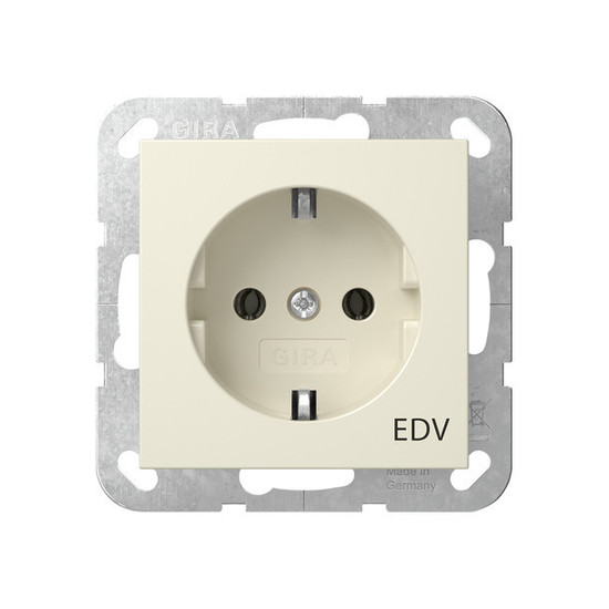 Gira 445801 SCHUKO-Steckdose Aufdruck EDV System 55 Cremeweiß