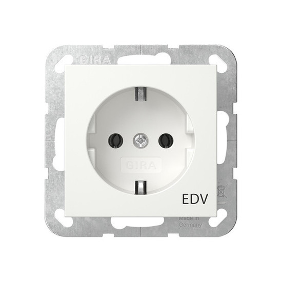 Gira 445827 SCHUKO-Steckdose Aufdruck EDV System 55 Reinweiß m
