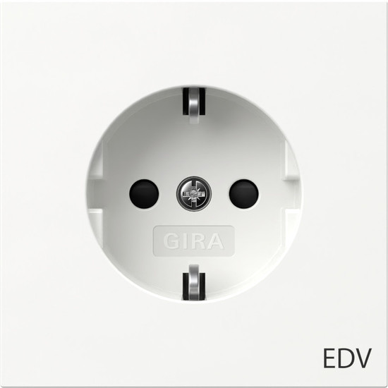 Gira 446170 SCHUKO-Steckdose Aufdruck EDV + SP Flächenschalter Reinweiß