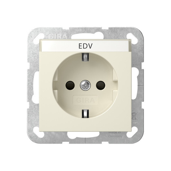 Gira 446201 SCHUKO-Steckdose Beschriftungsfeld + SP System 55 Cremeweiß