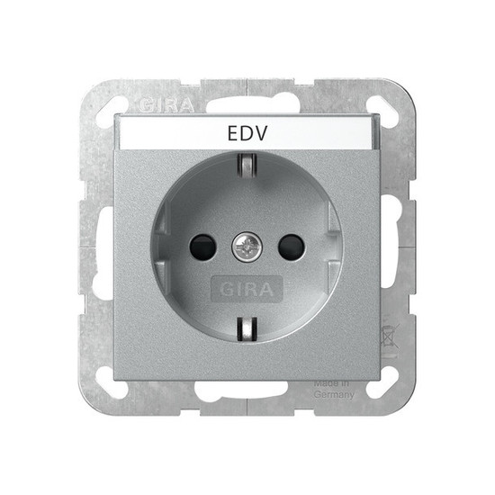 Gira 446226 SCHUKO-Steckdose Beschriftungsfeld + SP System 55 F Alu