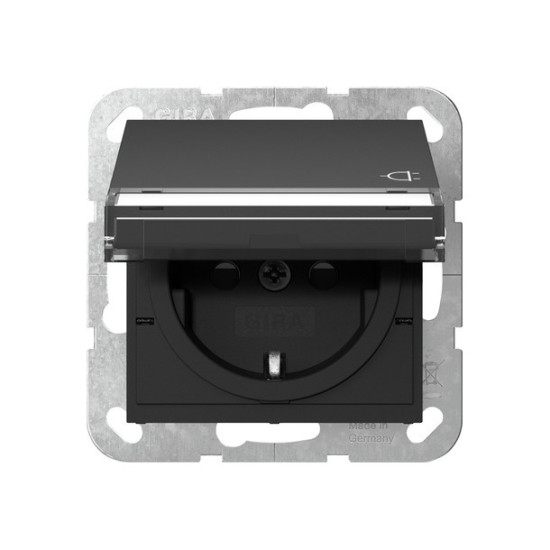 Gira 4557005 SCHUKO-Steckdose KD Beschriftungsfeld + SP System 55 Schwarz m