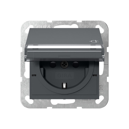 Gira 455728 SCHUKO-Steckdose KD Beschriftungsfeld + SP System 55 Anthrazit