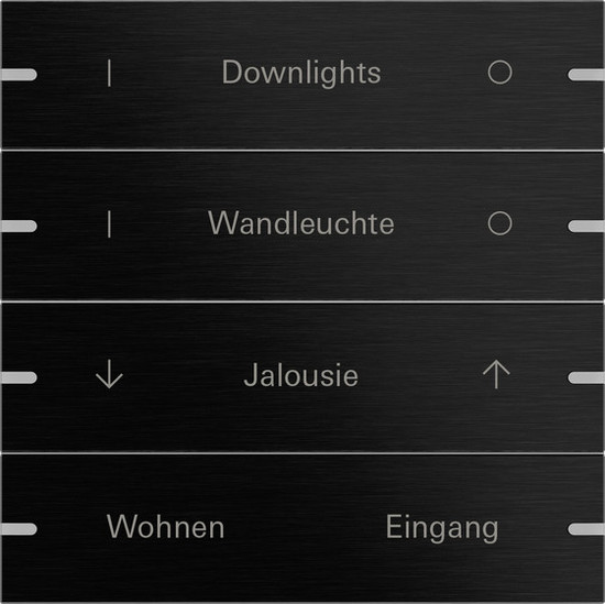 Gira 5034126 Wippenset 4-fach individuell Tastsensensor 4.95 Alum.Schwarz(elox.)