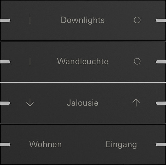 Gira 5034905 Wippenset 4-fach individuell Tastsensensor 4.95 Alum.Schwarz m(lack.)