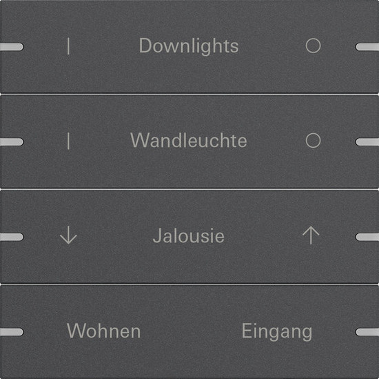 Gira 5034928 Wippenset 4-fach individuell Tastsensensor 4.95 Alum.Anthrazit(lack.)