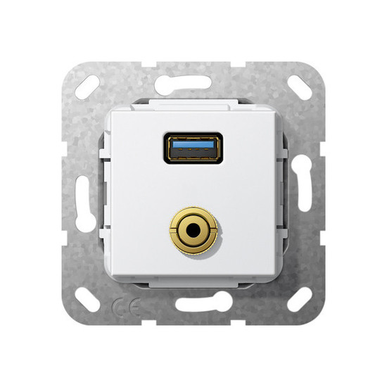 Gira 568603 USB 3.0 A M-Klinke Kpl. K-poligeitsche Einsatz Reinweiß