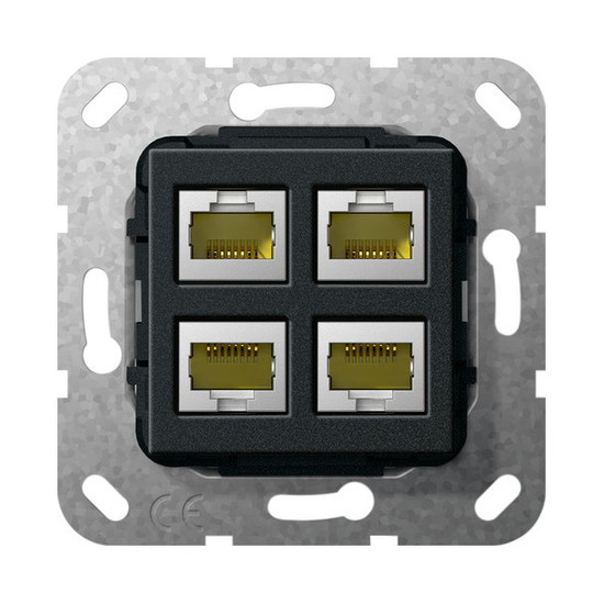 Gira 569810 Modular-Jack RJ45 Cat.6A 10 Gbit 4-fach Kpl. Einsatz Schwarz m